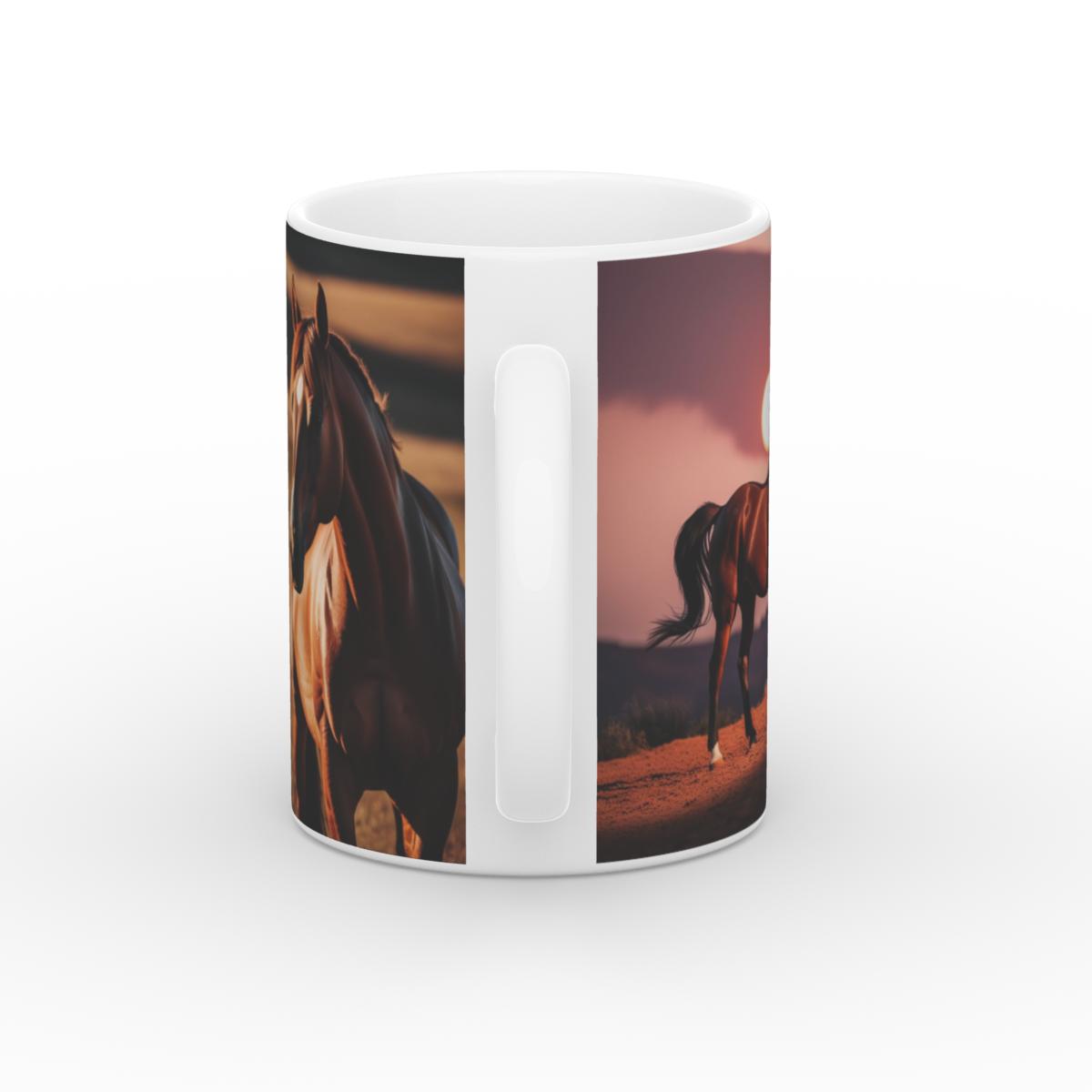 White Glossy Horse Mug