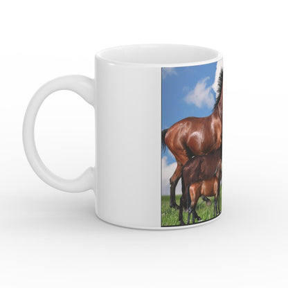 White Glossy Horse Mug