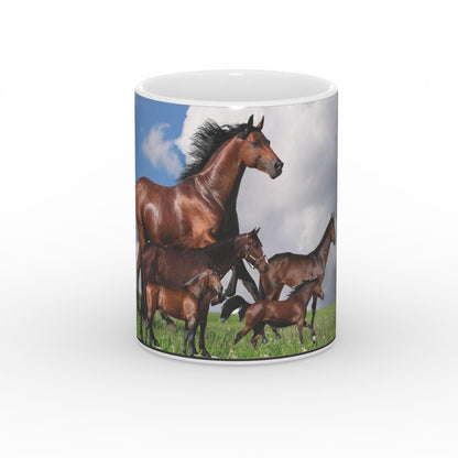 White Glossy Horse Mug