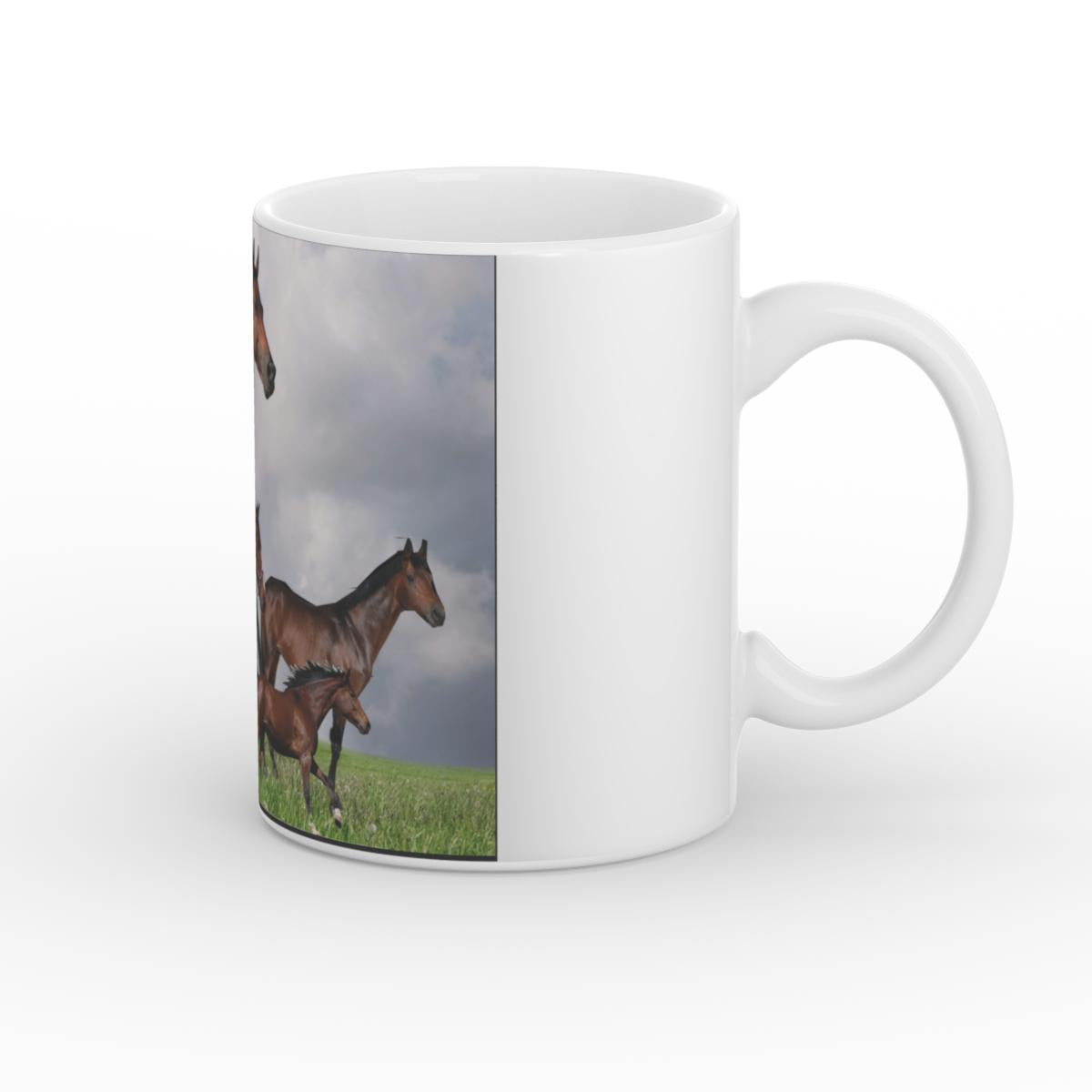 White Glossy Horse Mug