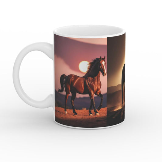 White Glossy Horse Mug