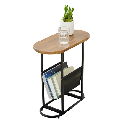 Acacia Oval Small Side Tables Living Room Small Space With Magazines Organizer Storage Space