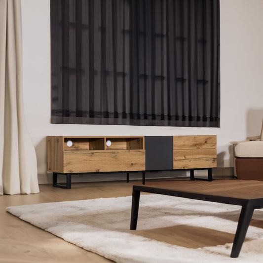 Modern TV Stand for 80'' TV with Double Storage Space