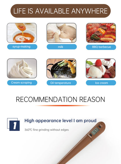 Digital Cooking Thermometer Double Use Silicone Scraper Spatula Safety Cooking Food BBQ Meat Thermometer Baking Tool