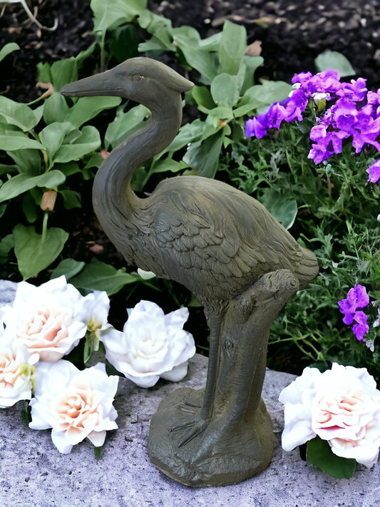 Stone Effect Grey Heron Statue-0