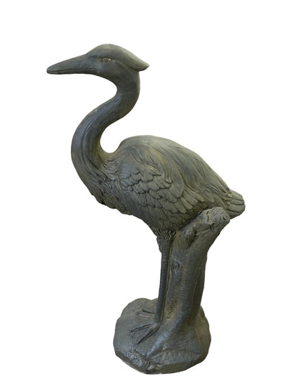 Stone Effect Grey Heron Statue-2